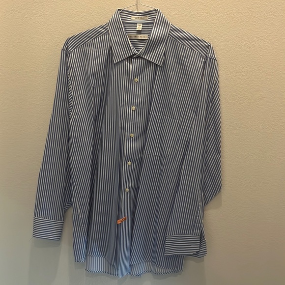 Geoffrey Beene Long‎ Sleeve Button Up Dress Shirt Size: 17 34/35 Wrinkle Free - Picture 1 of 6